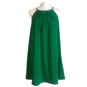 Forever 21 High Neck Green Dress Pleated Neck